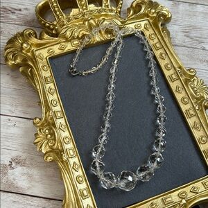 Vintage Art Deco Inspired Clear Crystal Necklace